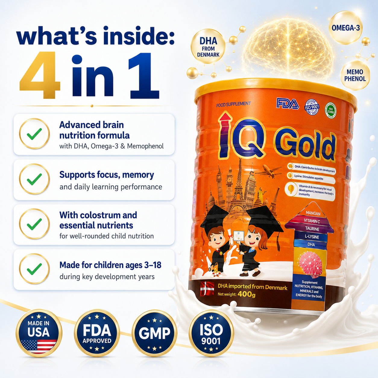 IQ Gold Brain Development Milk Powder For Kids